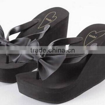 2015 Women's Fashion bowknot Wedge Platform Thongs Flip Flops Sandals Shoes