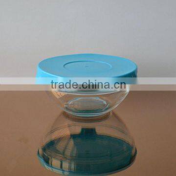 Salad glass bowl with colorful lid