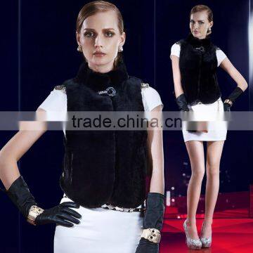 Wholesale genuine rabbit fur sheared vest