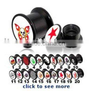 UV flesh logo ear tunnels plugs body piercing jewelry