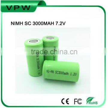 High capacity NiMh SC 3000mah rechargeable battery 1.2v