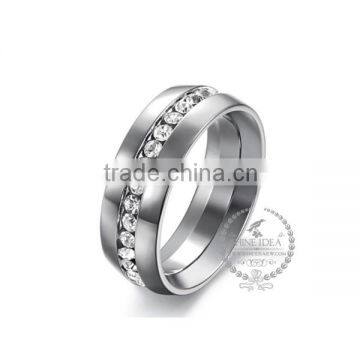 7.2MM Stainless steel pave setting round zircon ring fashion ring steam wedding jewelry 6260449