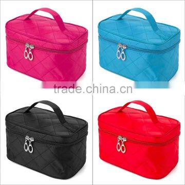 New Good Portable Type Bags Zipper Cosmetic Storage Make up Makeup Bag 4colors Handle Train Case Purse Toiletry Pouch photo-5