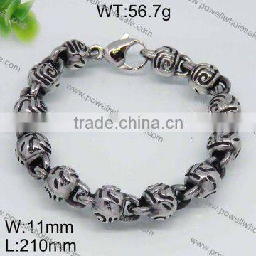 Fashion wholesale steel color skull bracelet for men