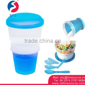 Good Quality 2 in 1 Take It To Go Container Milk Cereal To Go Pp Plastic Cup