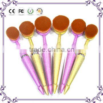 Bling Bling New Design 10 Pieces Oval Multi-purpose Toothbrush Makeup Brush Sets Professional Pink Makeup Oval Brush photo-3