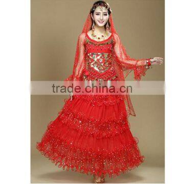 Professional Long Pleated Sexy Egyptian Style Belly Dance Costume for Girls photo-4