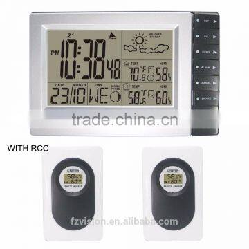 Radio controlled weather station clock with 2 Transmitter, Weather Station Wifi for weather forcast