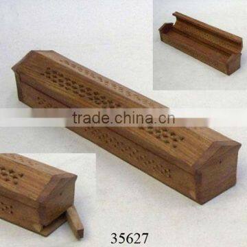 NEW WOODEN INCENSE COFFIN BURNER BOX