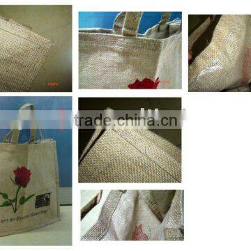 new fashion jute shopping bag with natural flower printing