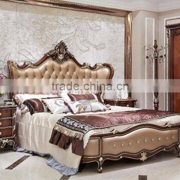 Italian Wood Bedroom Furniture Set, Luxury Royal Bed Room Furniture photo-4
