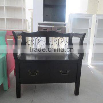 Shabby Large Wooden Stool for 3 People photo-4