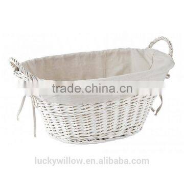 Oval white laundry basket