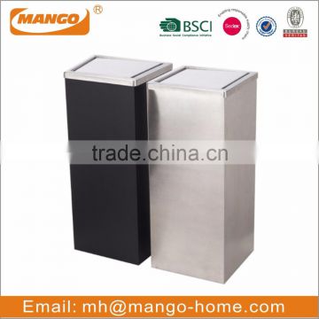 lobby square stainless steel swing top waste bin