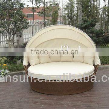 Rattan Round Outdoor Lounge Bed With Canopy photo-4