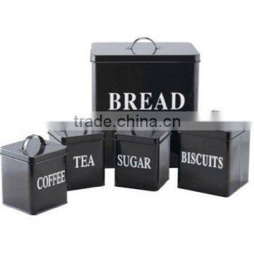 Food Grade Kitchen Square Metal Storage Canisters Set Bread Box Coffee Tea Biscuit Sugar Tin Jar photo-4