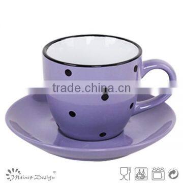 Cheap 8oz Tea Cup and Saucer Green Stoneware Cup and Saucer photo-3