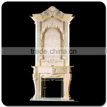 indoor white natural stone hand carved marble fireplace