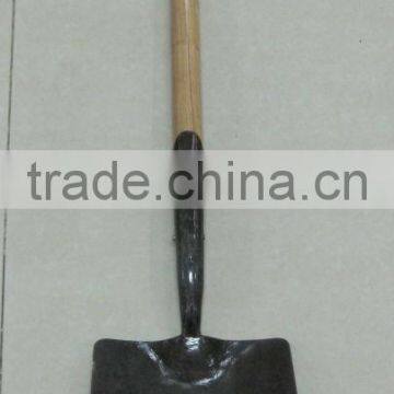 forged one-piece steel shovel with wood handle