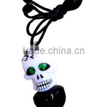 Halloween led gifts plastic skull bell pedant light up necklace