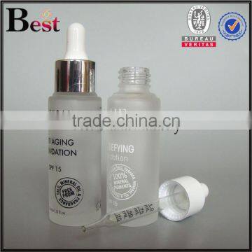 China Hot Products Cosmetic Screen Printing Logo Frosted 30ml Glass Perfume Bottle White pp Dropper Wholesale photo-5