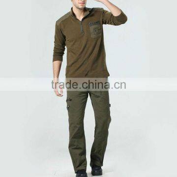Men's 65% Polyester 35% Cotton With Logo Patch Zipper Collar and Pocket Military Polar Fleece Jacket photo-3