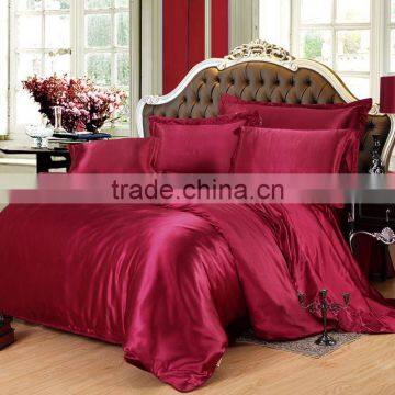 Burgundy silk bedding set twin full queen king size anduvet cover bedsheet quilt bed linen sheet and pillowcases.
