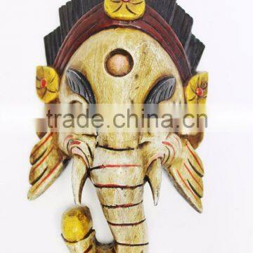 Hand Crafted Wooden Mask of Hindu Lord Ganesh Wall Hanging Made In Nepal photo-1