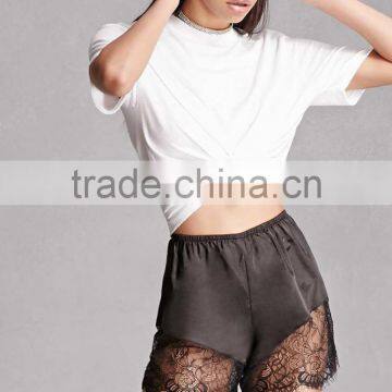 Sexy Ladies Shorts Eyelash Lace Scalloped Hem Satin 100% Polyester Shorts Extender photo-6