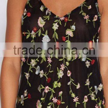 New Floral Design Allover Embroidery Fancy Tops Woman Summer Sleeveless Sexy Tops photo-6