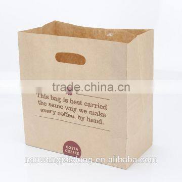 beverage quick carry bag, coffee take away paper bag, Die cut handle