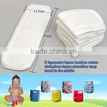 4 layers Bamboo cloth diaper snaps insert, sleepy cloth diaper insert,diaper insert for sleepy baby diaper