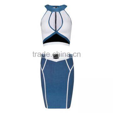 2015 New Arrival Celebrity Sleeveless Blue Keyhole Bandage Dress Cocktail Party Celebrity-inspired Dresses photo-2