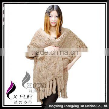 CX-B-01D 2016 Wholesale Stock Knitted Pocket Scarf Rabbit Fur Lady Fur Shawl