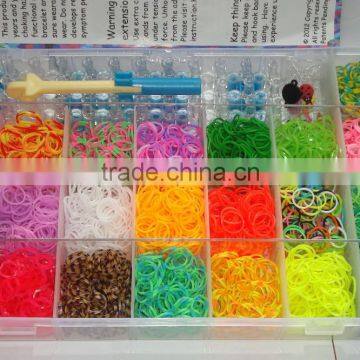 rainbow color silicone band loom kits/ DIY rainbow rubber band bracelet /colorful latex free loom bands