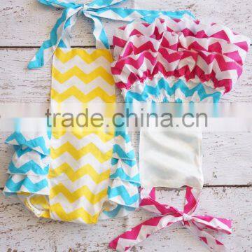 Lovely Baby Girl Romper Chevron Baby Bubble Romper with Ruffles Sunsuit Romper for Infant