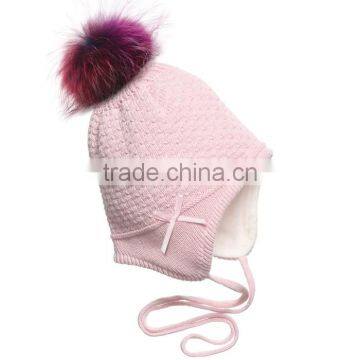 Myfur Children Girls Cotton Hat with Fleece Lining Earflap Braid Beanie Cap