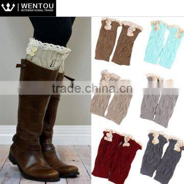 wholesale women's charcoal 2 button short style lace boot cuffs