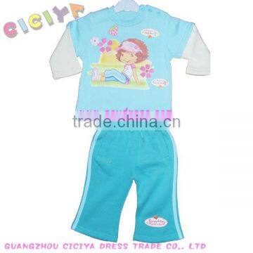 Girl strawberry 2pcs fleece pajama