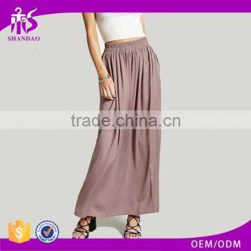 Guangzhou Shandao Summer High Fashion Beach Wear Summer Casual Pink Pleated Chiffon Maxi Skirt