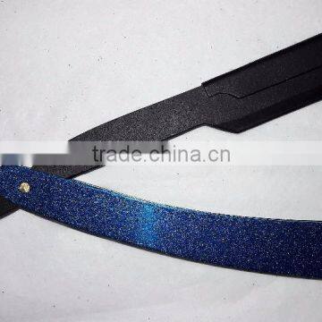 CUT THROAT SHAVETTE STRAIGHT SHAVING RAZOR Black Blade Blue Handle photo-5
