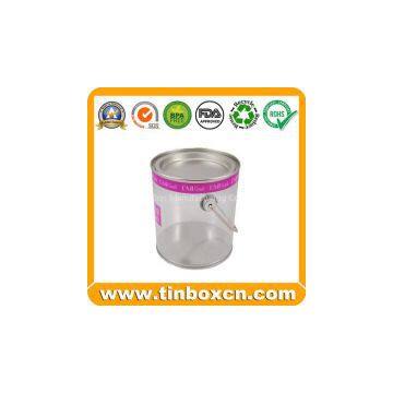 PVC Tinplate Bucket Transparent PET Tin Bucket With Clear Body photo-2