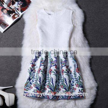 Girl Amazing Flower Printed Princess Holiday Dress/ Girl Sleeveless Knee Length Princess Dress/new Design Girl Printed Dress photo-5