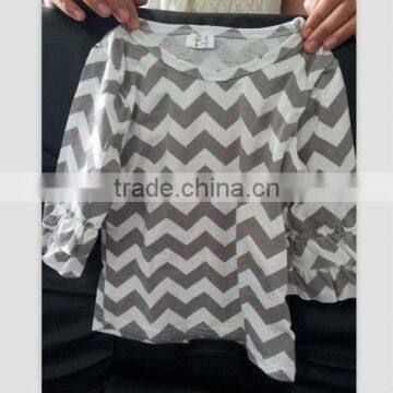 Factory Design! Lovely! 100% cotton newborn baby grey long sleeve t-shirt children clothes wholesale child wear chevron shirt