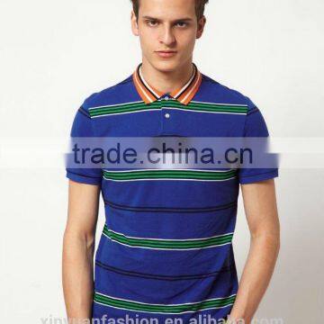 100% Cotton Mens Shirts Striped Polo Shirts Design