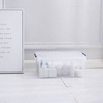 Clear transparent Plastic Storage Box with steel handle