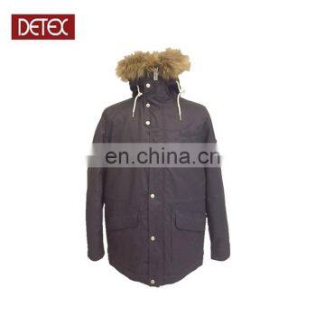 European Style Winter Fur Parka Coat For Men PU Coated Shell