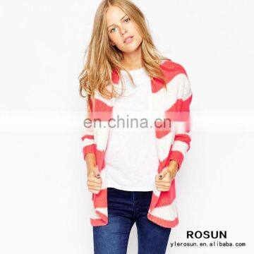 Regular Fit Ribbed Hem And Cuffs Open front Striped Cardigan