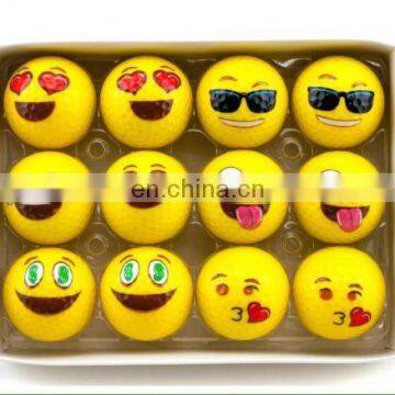 Yellow EMOJI Novelty Golf Balls Kissy Face Emoticons Game Gift