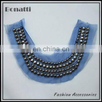 Blue mesh with metal sequins women neck collar